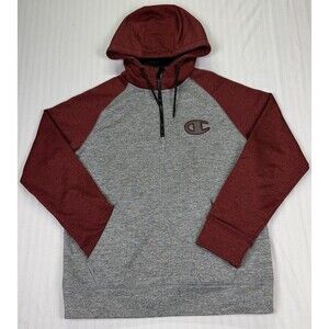 Champion 1/4 Zip Hoodie Raglan Sleeve Athletic Sweatshirt Pullover Mens Size‎ M